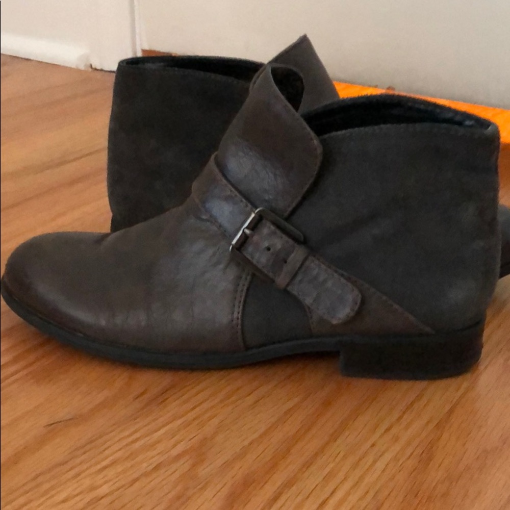 Franco Sarto Gray Suede Flat Ankle Booties